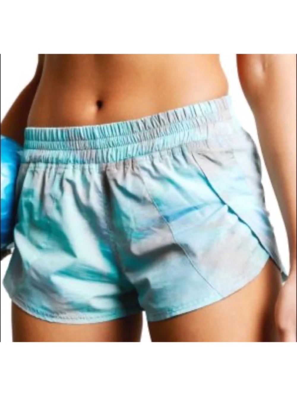 FP MOVEMENT Tie Dye Running Shorts To Dye For Teal and Gray NEW S NWOT
